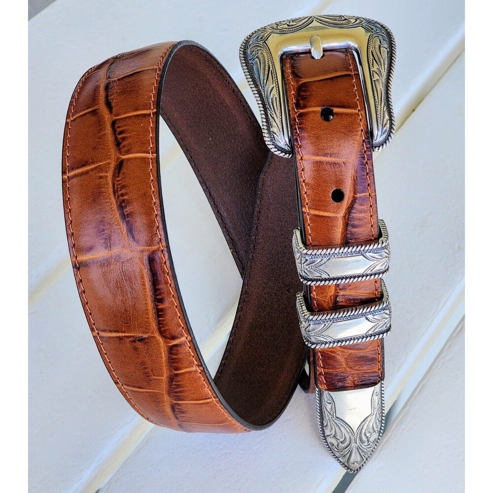 Western Ranger Tan Gator Faux Leather Belt Billet Size 30